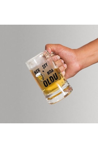 "her Şey Biranda Oldu Tasarım Bira Bardağı Mizahi Hediyelik Cam Bira Bardağı"