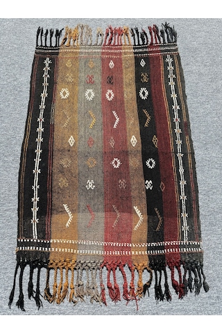 Burak Halı El Dokuma Dekoratif Kilim 92 x 123 Kök Boya Kiremit Kırmızı