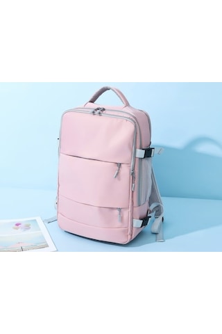 Pink Rahat Seyahat Sırt Çantası Kadın Büyük Kapasiteli Su Pembe