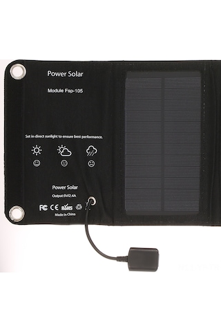 Yifomall Siyah Çevre Dost 10w Güneş Paneli Şarj Cihazı - Folding Taşınabilir Telefon Powerbank Dışarıda Hızlı Şarj