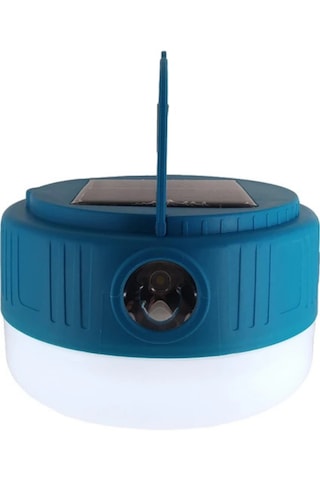 Kamp Lambası Solar Şarjlı El Feneri Usb Type-c Şarj Powerbank Mavi