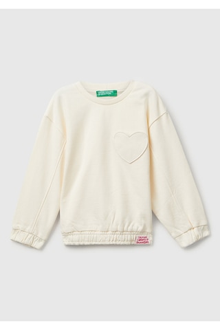 Benetton Kız Bebek Ekru Kalpli Sweatshırt Ekru