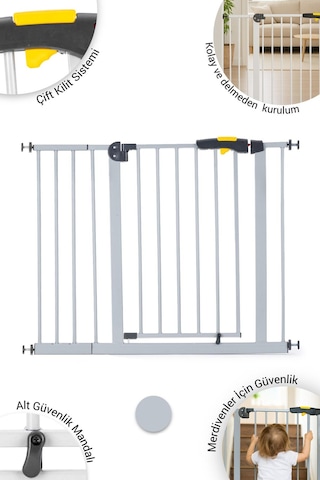 Wellgro Pro 95-100 Cm Çocuk Güvenlik Kapısı, Merdiven Kapısı Ve Korkuluk, Gri