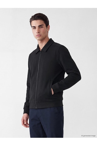 Lcwaıkıkı Classic Yeşil Polo Yaka Erkek Fermuarlı Sweatshirt