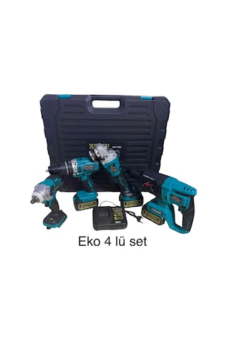 Hsgl HKT 900 Akülü Şarjlı Set Somun Sıkma + Spiral + Hilti + Matkap 4 Adet Akülü El Aleti Seti