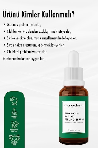 Maruderm AHA %10 + BHA %2 Peeling Maske Cilt Bakım Serumu 30 ML