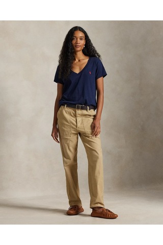 Polo Ralph Lauren Pamuklu Kadın V Yaka Tişört Lacivert