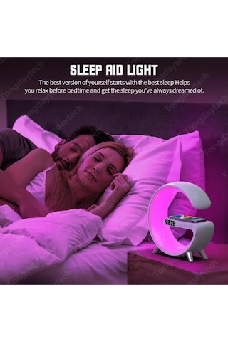 Vilya G Bluetooth Hoparlör 15w Hızlı Şarj Gece Lambası Alarm Özel Asistan Led Ambiance 5in1