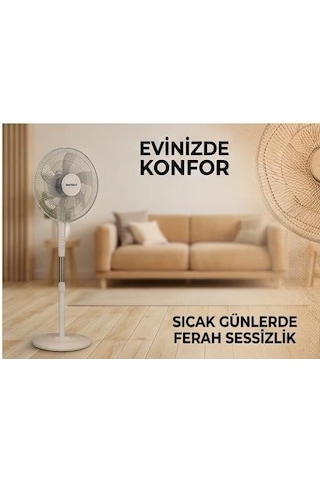Sunny Sn8vntstnd03b 16 İnç Ayaklı Vantilatör Beyaz - 5 Kanatlı Pervane, 40w Güçlü Soğutma 3 Kademeli
