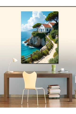 Kanvas Tablo Deniz Kıyısındaki Ev 70cmx100cm