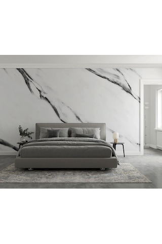 Siyah Beyaz Mermer Desenli Duvar Kağıdı