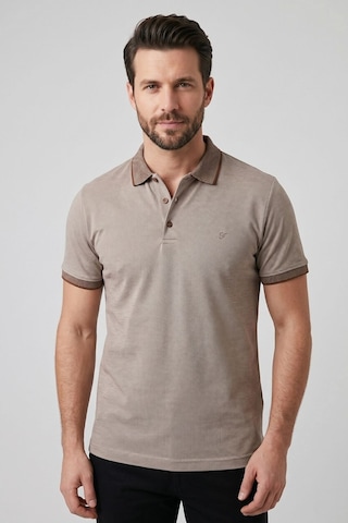 Efor Comfort Fit Rahat Kalıp %100 Pamuk Kıvrılmaz Yaka Ekru-vizon Polo Yaka Tişört Ts 931