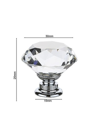 Kristal Kapı Kolları 10 Adet 30mm Şeffaf Cam Kulplu Dolap Çekmecesi