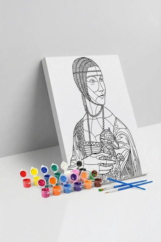 Rönesans Kadın Desenli Mandala Tuval Boyama Seti 40x50 Cm