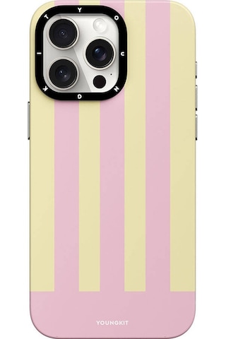 Apple Uyumlu iPhone 14 Pro Max Kılıf Magsafe Şarj Özellikli Youngkit Striped Piano Keys Serisi Kapak Pembe