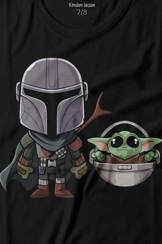 Kendim Seçtim Baby Yoda Mando Figür The Mandalorian Bebek Yoda Star Wars Baskılı Tişört Çocuk T-shirt 001