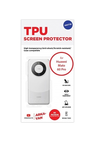 Huawei Mate 60 Pro Mat Arka Ve Yan Koruyucu Tpu Film