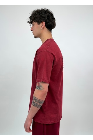 Zaee Nakışlı Oversize Tişört Bordo
