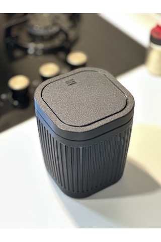 Marsel Dizayn Çöp Kutusu V2 Masaüstü - Mutfak - Banyo - Açılır Kapanır - Siyah - 15cm Siyah - Siyah