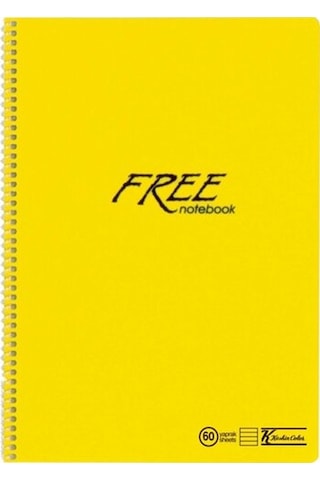 K. Color Free A4 60 Yaprak Çizgili Plastik Kapak Spiralli Defter 1 Adet