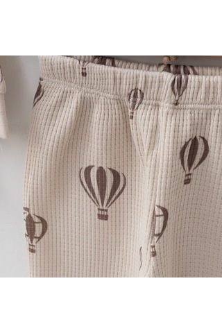Balon Baskılı 2'li Takım Kahverengi - Krem