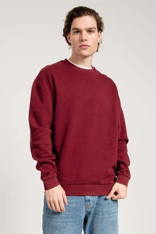 Jahr Marc Oversize Asit Yıkamalı Bordo Erkek Sweatshirt Bordo