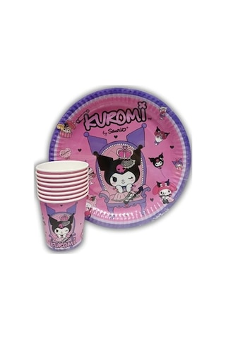 Kuromi Parti Seti 8 Kişilik Afişli - Kuromi Doğum Günü Süsleri Se