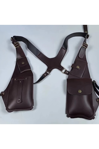 Willowhaven Vintage Kolçak Askılı Erkek Ve Kadın Outdoor Kare Sırt Çantası Koyu Kahverengi