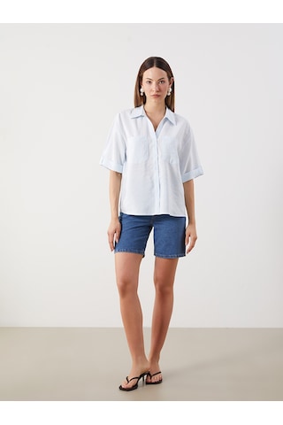 Lcw Comfort Mavi Modal Karışımlı Oversize Kadın Gömlek