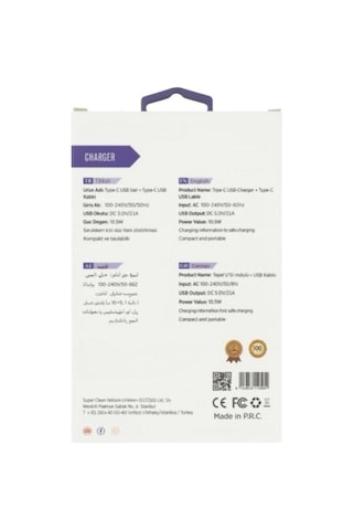 Type-c 10.5w 2.1a Şarj Aleti - Beyaz- Tek Ebat