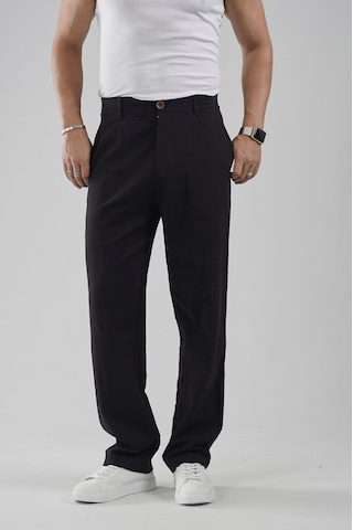 Baggy Fit Kalıp Pamuklu Keten Pantolon Siyah