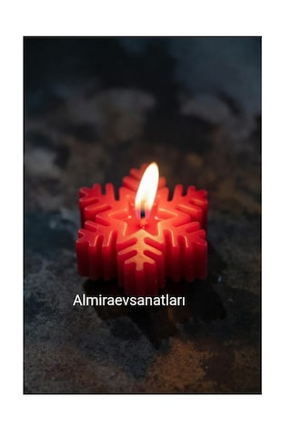 Kar Tanesi Mum 1 Adet Kırmızı Kar Tanesi Mum 1 Adet Kırmızı