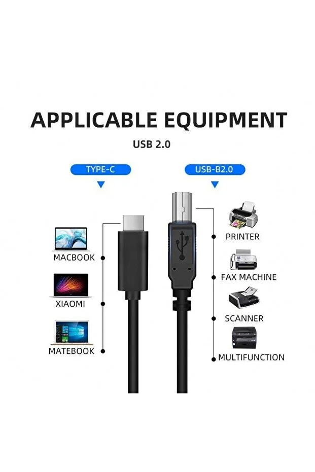 1.5 Metre 1.5mt Type-c To Usb Telefon Bilgisayar Tablet Için Mıdı Org Piyano Yazıcı Çevirici Kablo Siyah