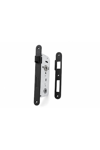 Kare Rozetli Wc Banyo Kapı Kolu Tam Set Mat Siyah 40 Mm Sessiz Kilitli Alüminyum Kol