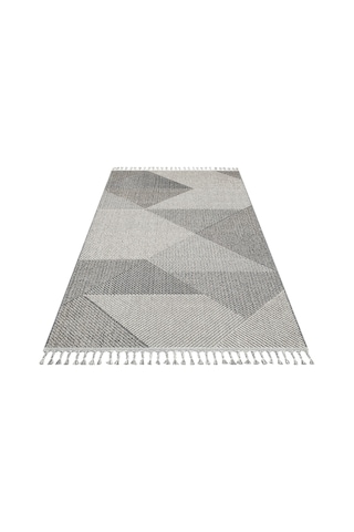 Loft Lf08 Geometrik Desenli Gri Modern Salon Halısı Hav Toz Vermez