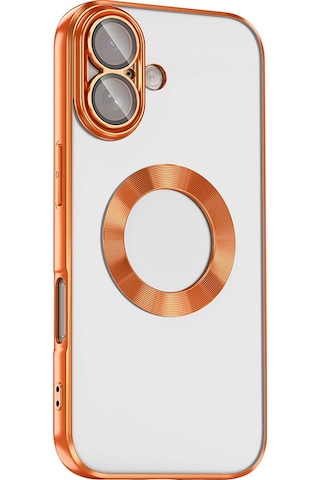 Apple Uyumlu iPhone 17 Kılıf Kamera Korumalı Logo Gösteren Zore Omega Kapak Gold