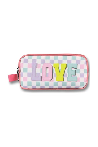 Ümit Çanta Pembe Sarı Love Desenli Kalem Çantası - Kız Çocuk - 5085 Pembe - Sarı