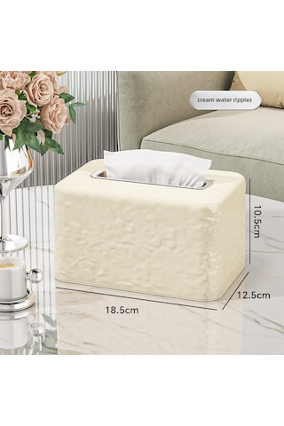 Yuntech01 Krem Beyaz Ev Ofis Masaüstü Banyo Cam Gölge Desenli Şeffaf Plastik Mukavva Kutusu - Pratik Kullanimlı Ahşap Kağıdı Saklama Kutusu