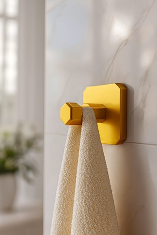 2 Adet Premium Gold Alüminyum Banyo Mutfak Havlu Bornoz Askısı Yapışkanlı Altın