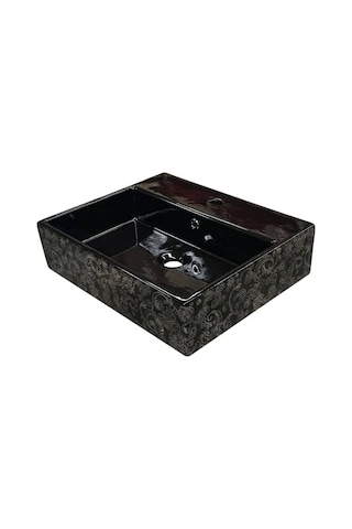 Ideal Standard - Plain Siyah Motifli Tezgah Üstü Lavabo 50 Cm - Z2506- Siyah, Desenli