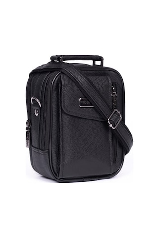 Moda Çanta Erkek Siyah Suni Deri Askılı Çanta Moda Bu-43