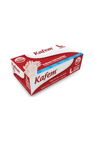 Kafem Beyaz Vinil Eldiveni Pudrasız L 100 Adet X 20 Paket Koli