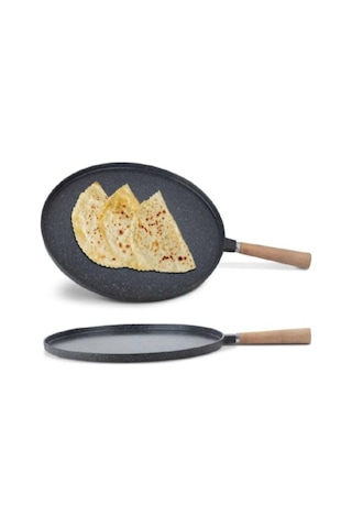 Nishev Thermoad Alüminyum Granit Döküm Gözleme Tavası Ahşap Saplı 36 Cm