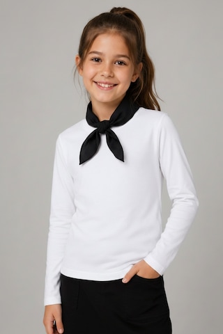 Kiagu Beyaz Uzun Kol Basic T-shirt- Terletmeyen Esnek Kumaş Pamuklu Mevsimlik Beyaz Uzunkol Kız Çocuk Tsort Beyaz