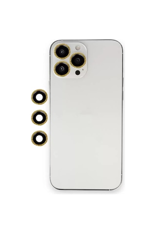 Newface Apple iPhone Uyumlu 12 Pro Max Shine Kamera Lens - Gold