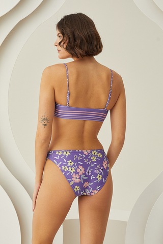Loya Kadın Renkli Çizgi Desenli Tek Üst Bikini Çok Renkli