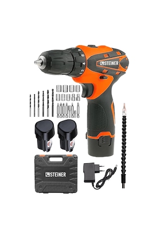 Steiner Titan 36 V Metal Şanzuman Çift Akülü Şarjlı Vidalama + Set Turuncu