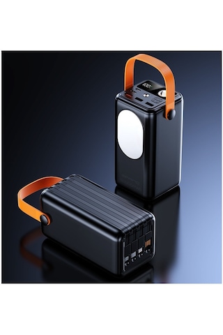 Cepini Cp-05 50.000mah Pd 22.5w Hızlı Şarj Destekli Powerbank - Dahili 4 Kablolu Ve Led Aydınlatmalı - Siyah