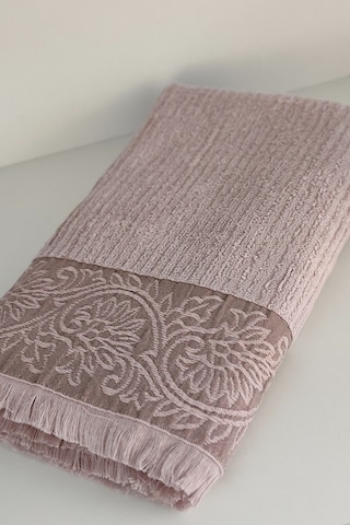 Püsküllü Bambu Banyo Havlusu - Lila Renk Ekstra Yumuşak Havlu - 70x140 Cm - Kabartma Bordürlü Lıla Lila