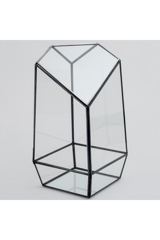 Cam Fanus Geometrik Teraryum Siyah Valens